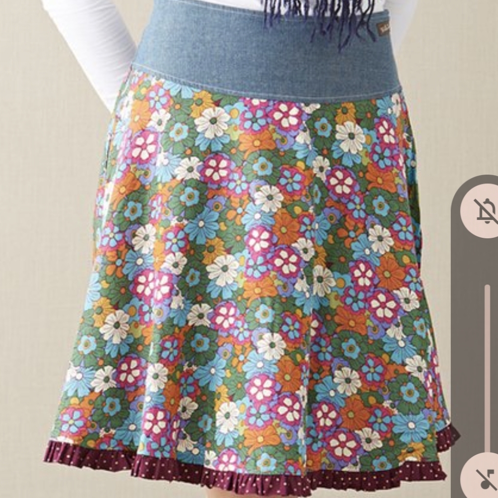 Matilda Jane Floral A-Line Skirt in Green, Orange, Blue, Pink, White
